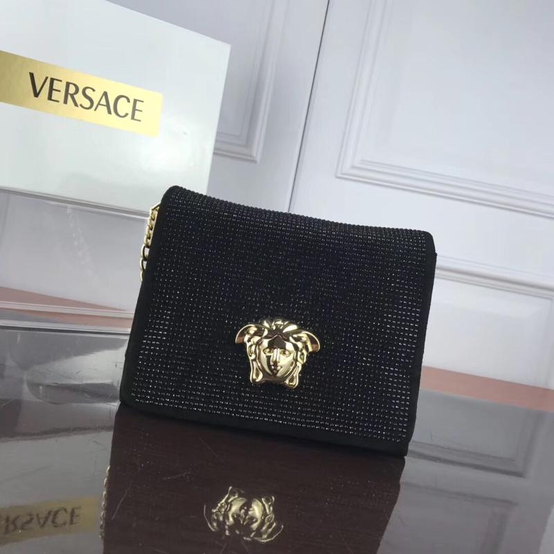 Versace Chain Handbags DBFG560 suede full diamond black (black diamond)